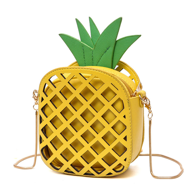 New Female brand design women fruit bags cute pineapple chain shoulder bag PU leather messenger bag clutch bag 3