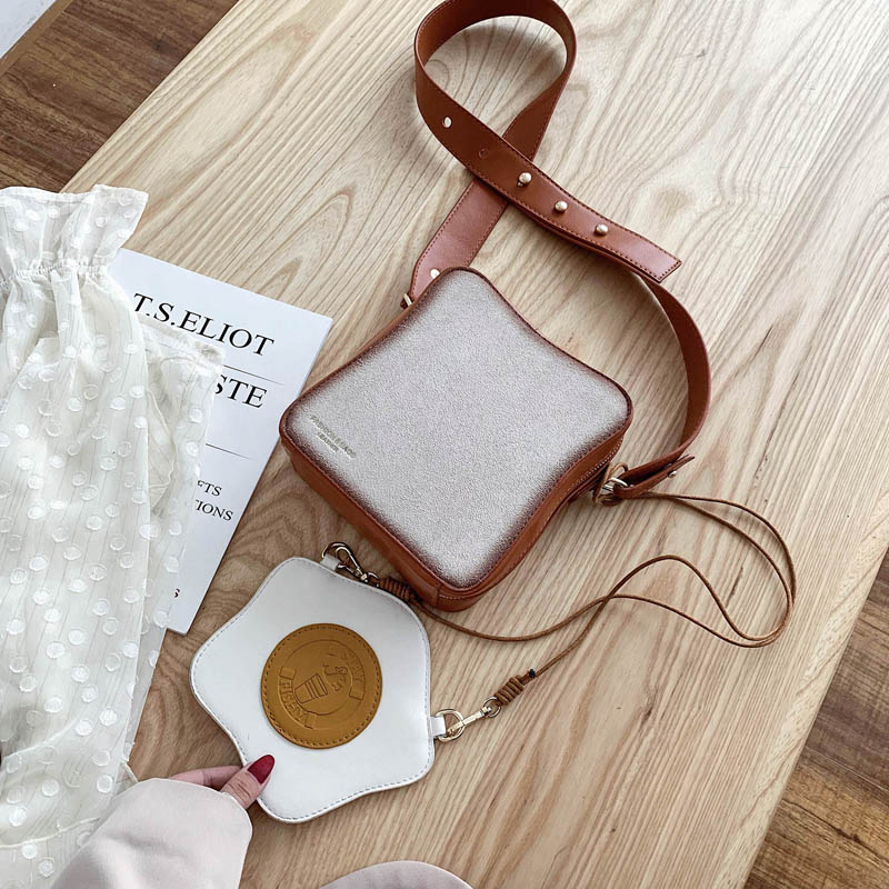 Cute Toast & Egg Leather Handbag