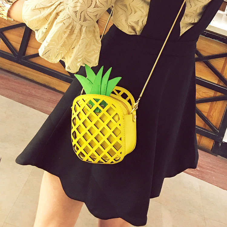 New Female brand design women fruit bags cute pineapple chain shoulder bag PU leather messenger bag clutch bag 2