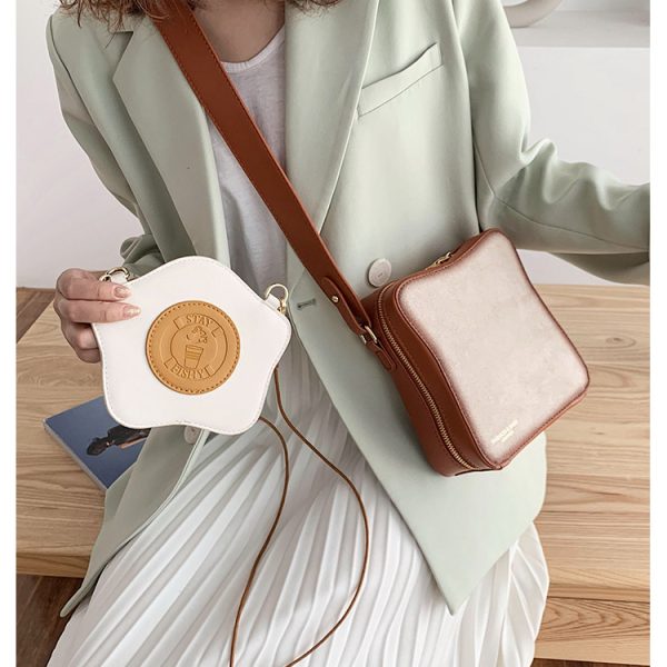 Cute Toast & Egg Leather Handbag